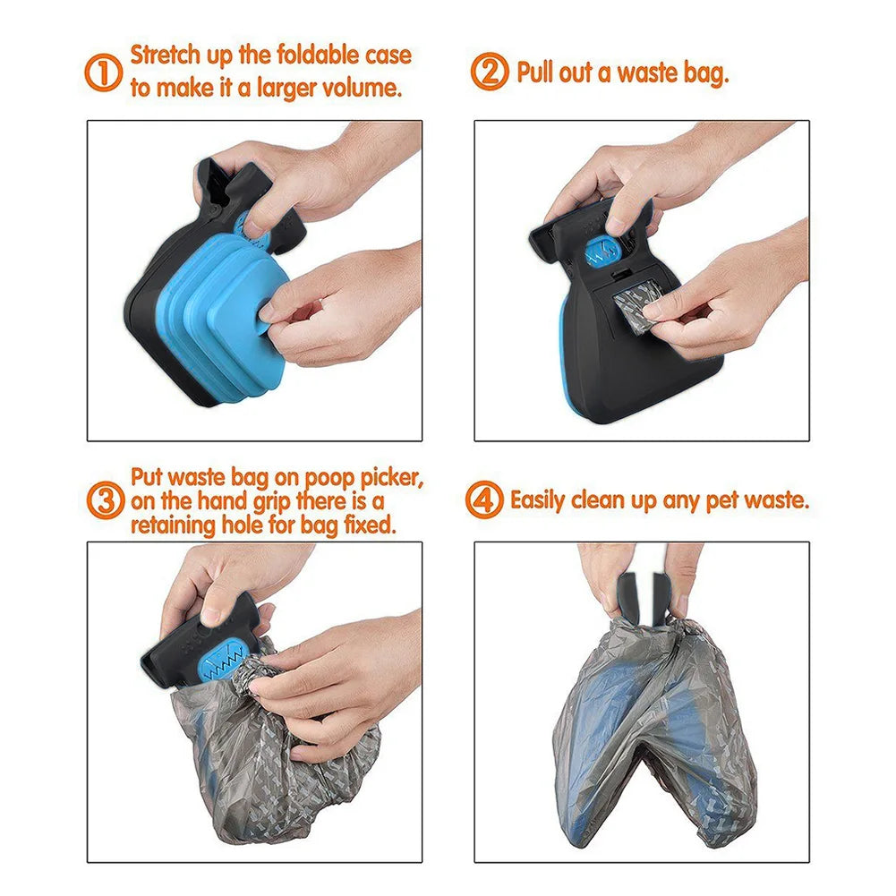 Dog Pooper Scooper Poo Paw Foldable + 1 Roll Decomposable Bags