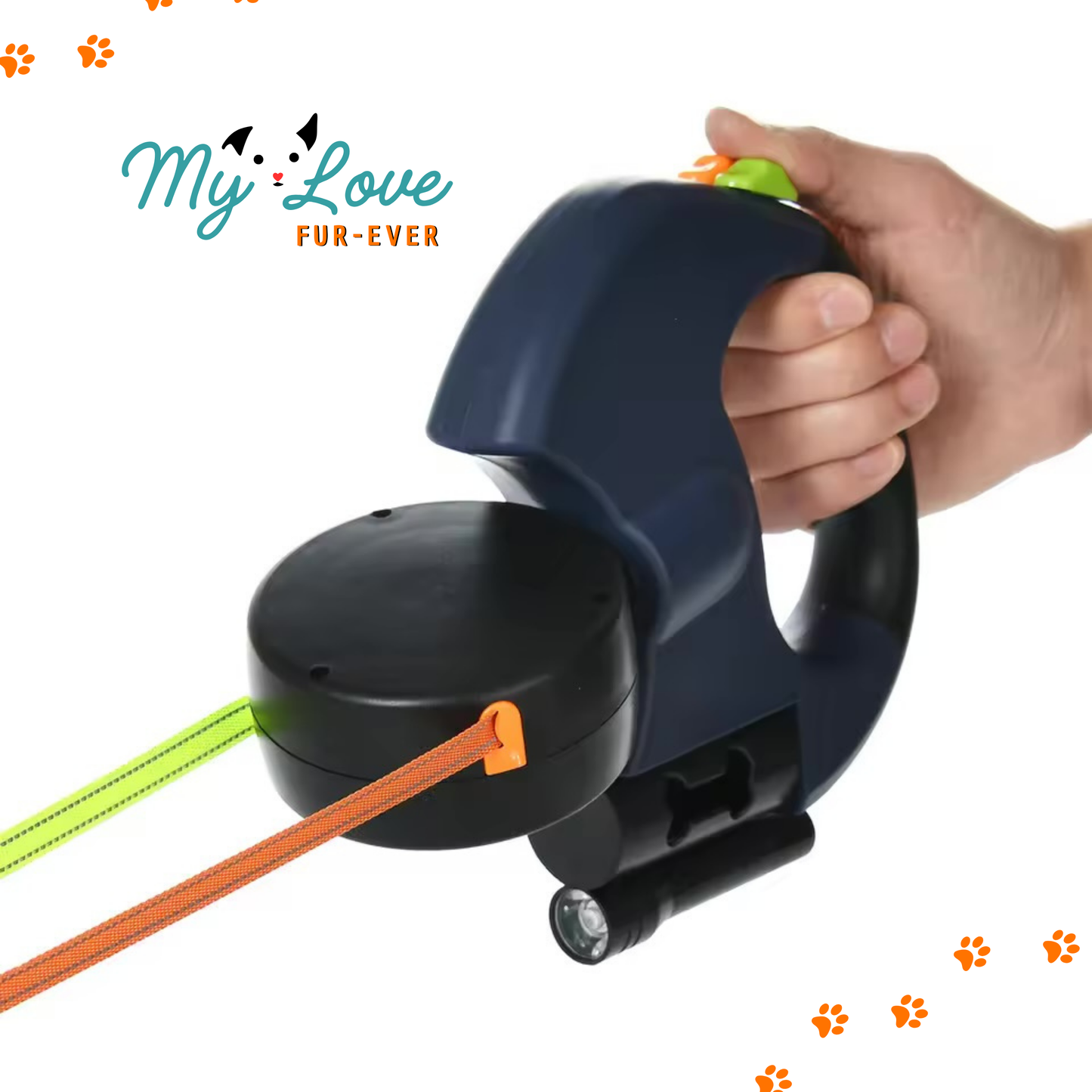 GlowWalk Duo™ – Retractable Dual Dog Leash with 360° Swivel & LED Light