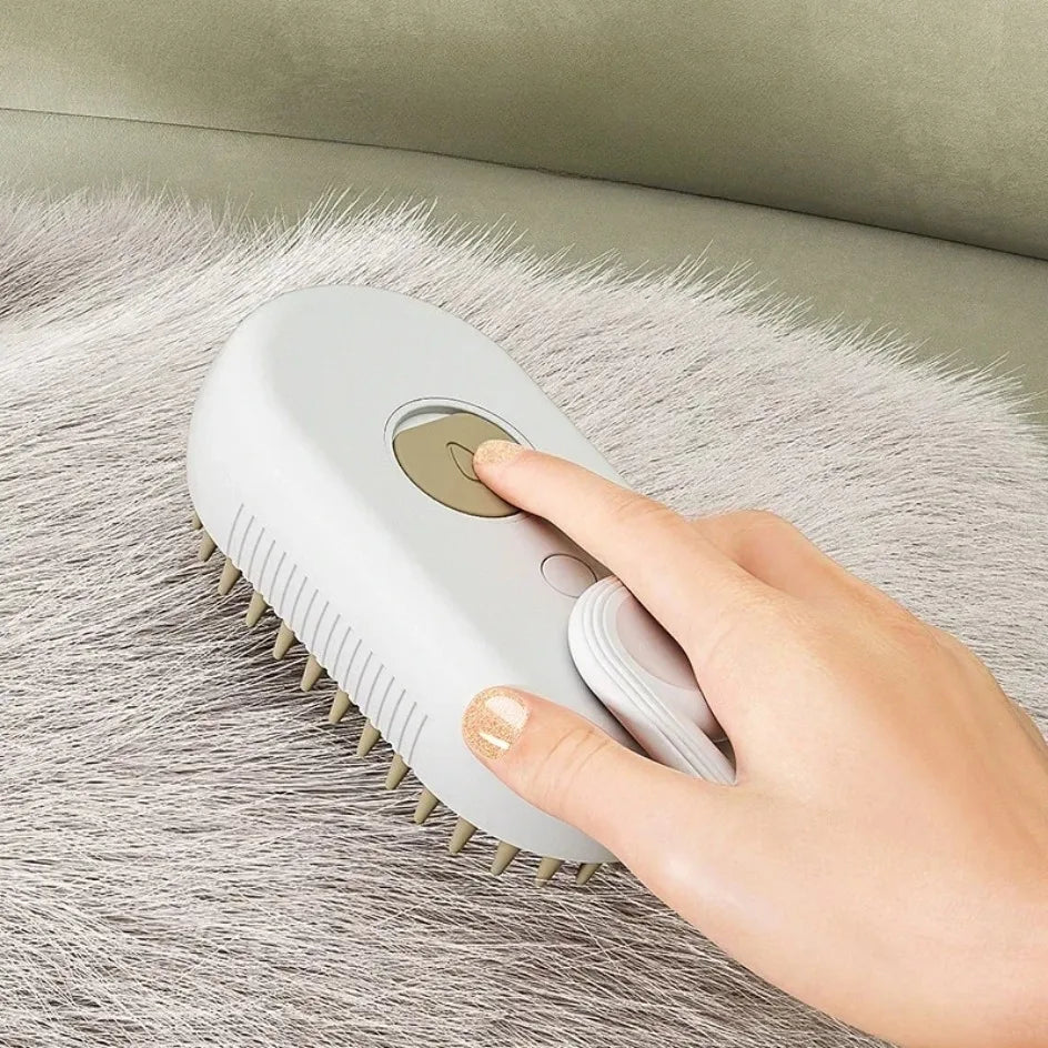 SteamPaws™ Groom & Massage Brush – Anti-Fly Hair, USB Powered