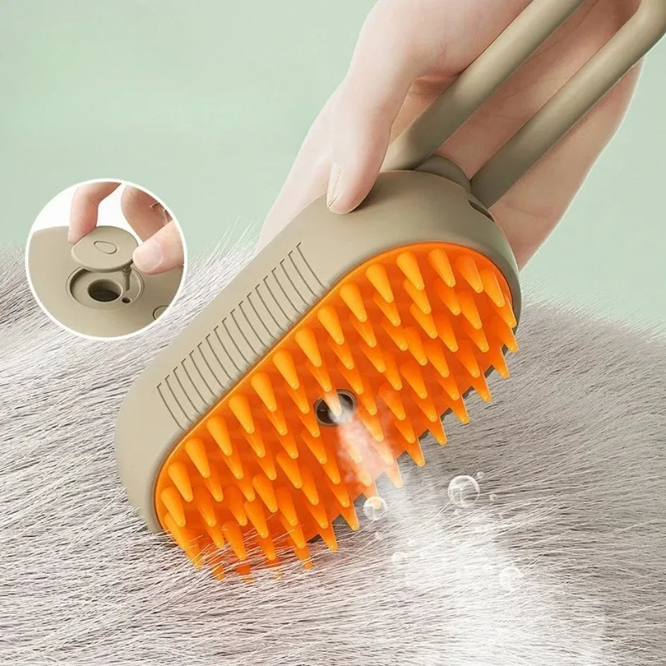 SteamPaws™ Groom & Massage Brush – Anti-Fly Hair, USB Powered