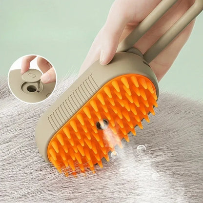 SteamPaws™ Groom & Massage Brush – Anti-Fly Hair, USB Powered